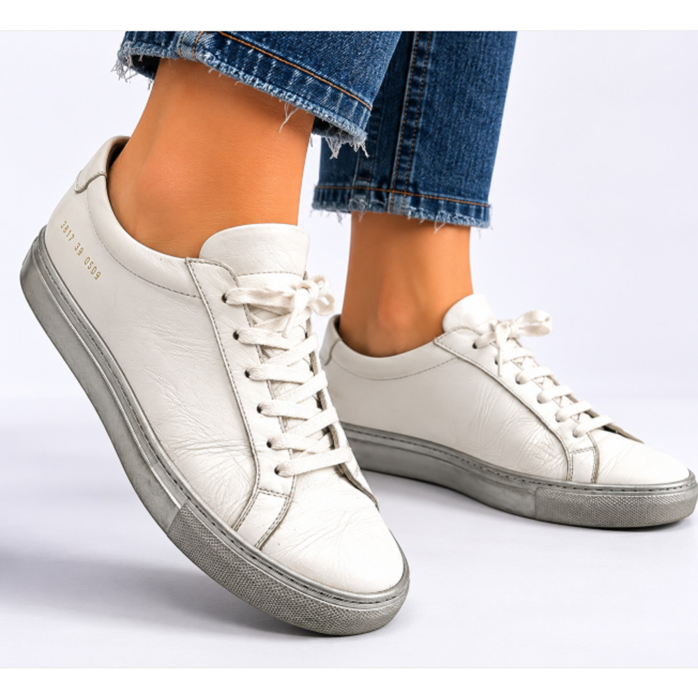 Common Projects Achilles Low White Leather Sneakers EU 39 US 8.5 Italy Made Luxe